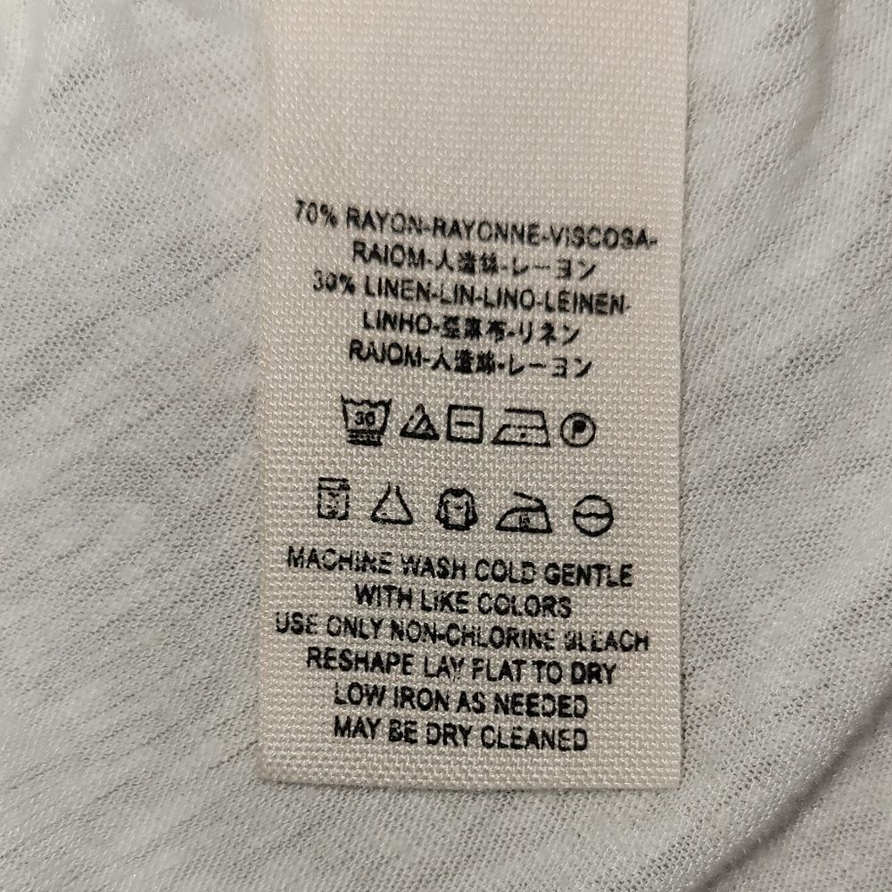 FREE PEOPLE Linen Blend Off White Bittersweet Cold Shoulder Tee Top S - Picture 11 of 13